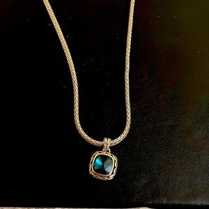 John Hardy Sterling Silver Classic Chain 18” with Blue Topaz pendant enhancer.